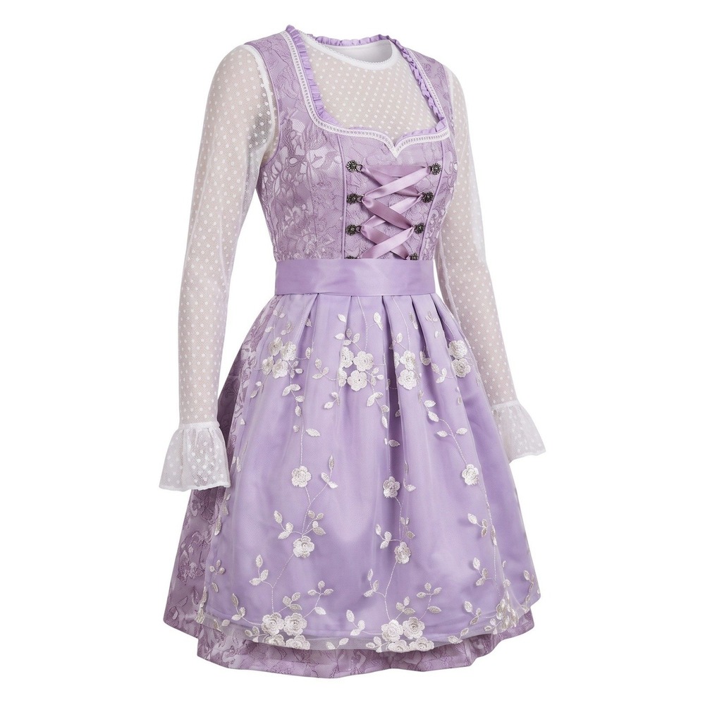 New XS Oktoberfest Lavender Purple Jacquard Dirndl Dress Bavarian German